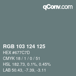 Código de color: RGB 103 124 125 | qconv.com