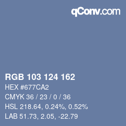 Color code: RGB 103 124 162 | qconv.com