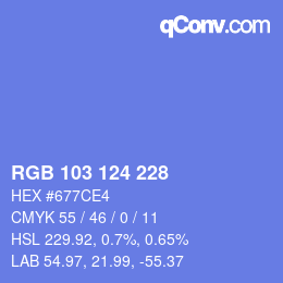 Color code: RGB 103 124 228 | qconv.com