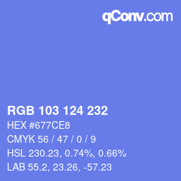 Color code: RGB 103 124 232 | qconv.com