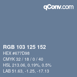 Color code: RGB 103 125 152 | qconv.com