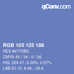 Color code: RGB 103 125 188 | qconv.com