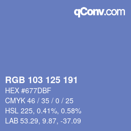 Color code: RGB 103 125 191 | qconv.com