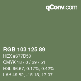 Farbcode: RGB 103 125 89 | qconv.com