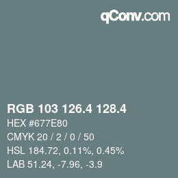カラーコード: RGB 103 126.4 128.4 | qconv.com