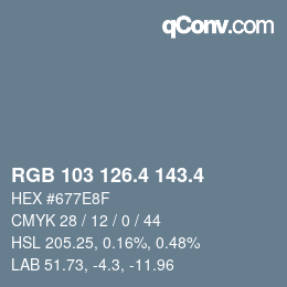 カラーコード: RGB 103 126.4 143.4 | qconv.com