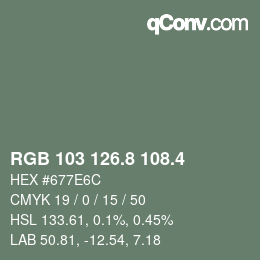 カラーコード: RGB 103 126.8 108.4 | qconv.com