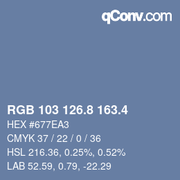 カラーコード: RGB 103 126.8 163.4 | qconv.com