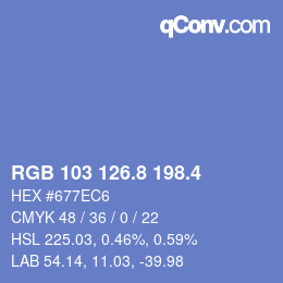 カラーコード: RGB 103 126.8 198.4 | qconv.com