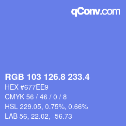 カラーコード: RGB 103 126.8 233.4 | qconv.com