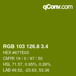カラーコード: RGB 103 126.8 3.4 | qconv.com