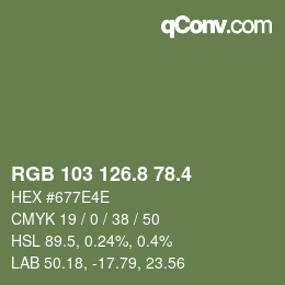 カラーコード: RGB 103 126.8 78.4 | qconv.com