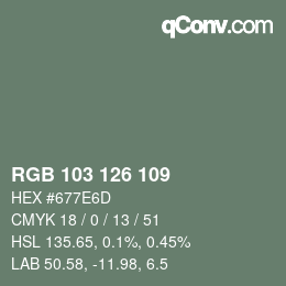 カラーコード: RGB 103 126 109 | qconv.com
