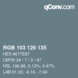 Color code: RGB 103 126 135 | qconv.com