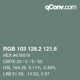 カラーコード: RGB 103 128.2 121.6 | qconv.com