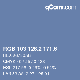 カラーコード: RGB 103 128.2 171.6 | qconv.com