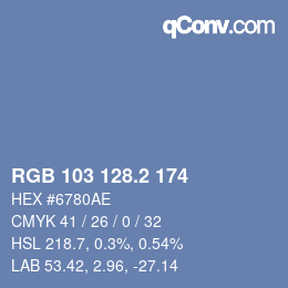 カラーコード: RGB 103 128.2 174 | qconv.com