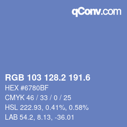 カラーコード: RGB 103 128.2 191.6 | qconv.com