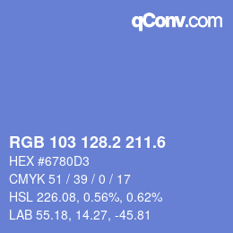 カラーコード: RGB 103 128.2 211.6 | qconv.com