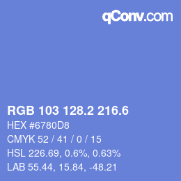 カラーコード: RGB 103 128.2 216.6 | qconv.com