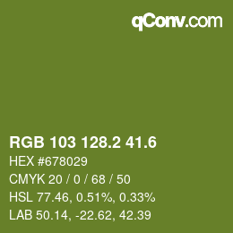 カラーコード: RGB 103 128.2 41.6 | qconv.com