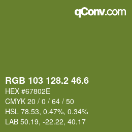 カラーコード: RGB 103 128.2 46.6 | qconv.com