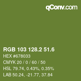 カラーコード: RGB 103 128.2 51.6 | qconv.com