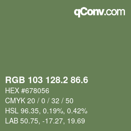 カラーコード: RGB 103 128.2 86.6 | qconv.com