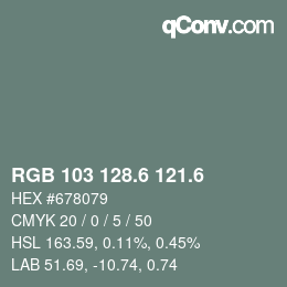 カラーコード: RGB 103 128.6 121.6 | qconv.com