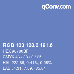 カラーコード: RGB 103 128.6 191.6 | qconv.com