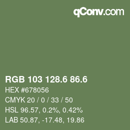 カラーコード: RGB 103 128.6 86.6 | qconv.com