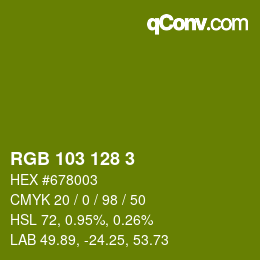 Farbcode: RGB 103 128 3 | qconv.com