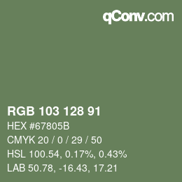 Farbcode: RGB 103 128 91 | qconv.com