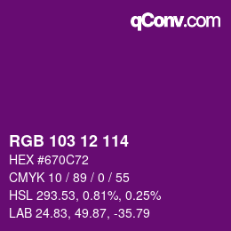 Color code: RGB 103 12 114 | qconv.com