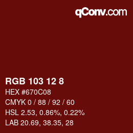 カラーコード: RGB 103 12 8 | qconv.com