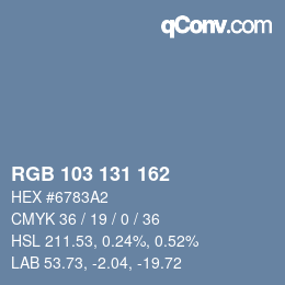 Color code: RGB 103 131 162 | qconv.com