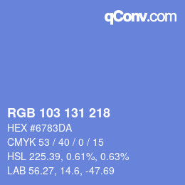 Color code: RGB 103 131 218 | qconv.com