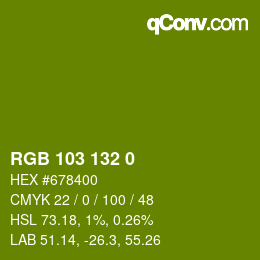 Color code: RGB 103 132 0 | qconv.com