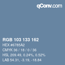 Color code: RGB 103 133 162 | qconv.com