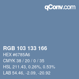 Color code: RGB 103 133 166 | qconv.com