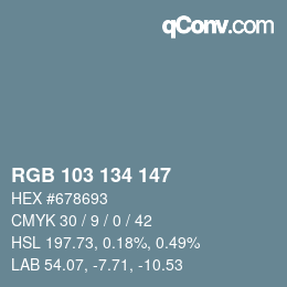 Color code: RGB 103 134 147 | qconv.com