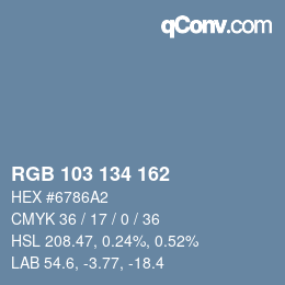 Color code: RGB 103 134 162 | qconv.com