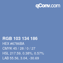 Color code: RGB 103 134 186 | qconv.com