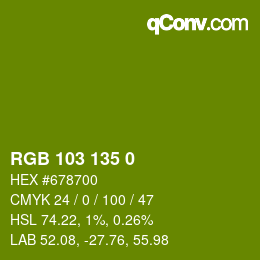 Color code: RGB 103 135 0 | qconv.com