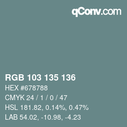 Color code: RGB 103 135 136 | qconv.com