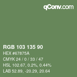 Código de color: RGB 103 135 90 | qconv.com
