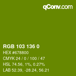 Farbcode: RGB 103 136 0 | qconv.com