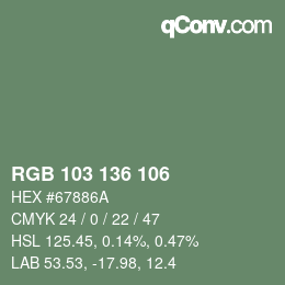Color code: RGB 103 136 106 | qconv.com