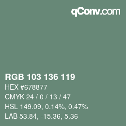 Color code: RGB 103 136 119 | qconv.com