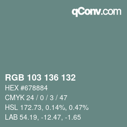 Color code: RGB 103 136 132 | qconv.com